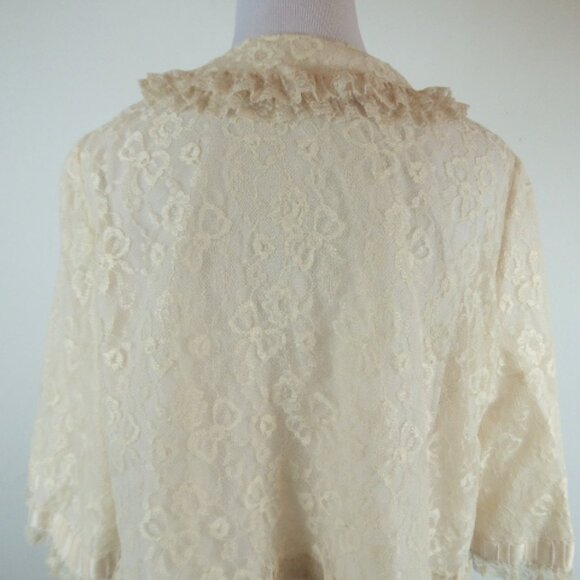 Odette Barsa Bed Jacket lace nude beige top cover up Vintage 50s M L evening - Picture 5 of 8